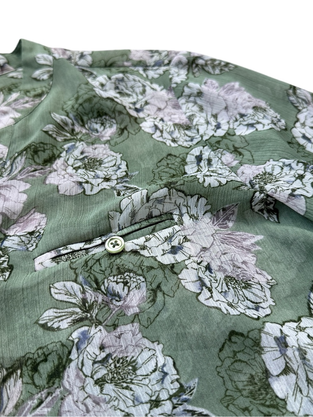 KUT From The Kloth Sage Green Floral Blouse Medium Cottagecore Boho Peasant Top - Picture 4 of 10